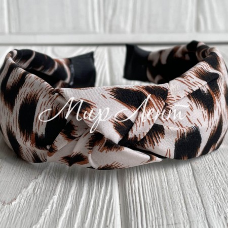 Обруч чалма леопард, 4 см, молочний, шт.