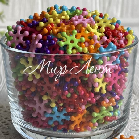 Бусина звездочка маленькая, 10 мм, цветной микс, упаковка 500 г