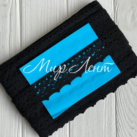 Кружево вязаное (D30088 / А038), 4 см, черное, рулон 13 м