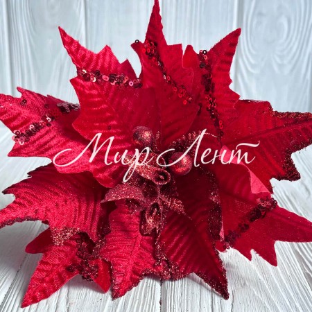 Пуансеттія бархатна (С30262), 26х30 см, червона, шт.