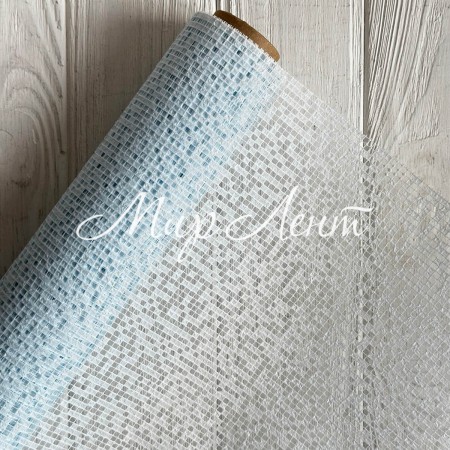 Сетка флористическая "Клеточка" (J00357), голубая, рулон 4,6 метра