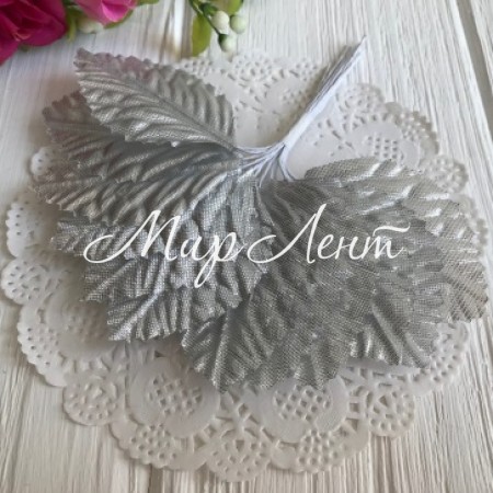 Листик, 5 см, серебро, упаковка 144 шт.