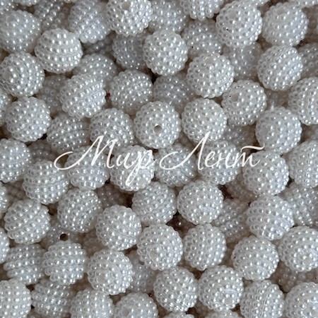 Бусина в пупырышку (круглая), 10 мм, белая, упаковка 500 г