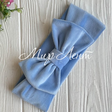 Повязка спорт велюр c бантом mini, 9х20 см, голубая, шт.