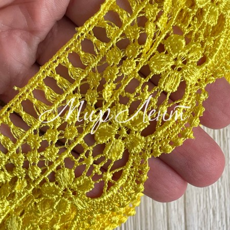 Кружево макраме Ванесса, 5 см, жовте, рулон 9 м