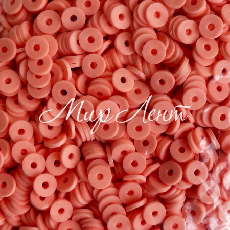 Плоскі намистини, 6 мм, персикові, маленька упаковка 50 г