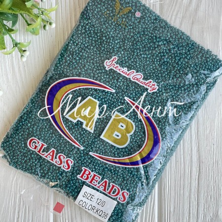 Бисер непрозрачный, размер 12/0, изумрудный (KQ36), упаковка 400 г