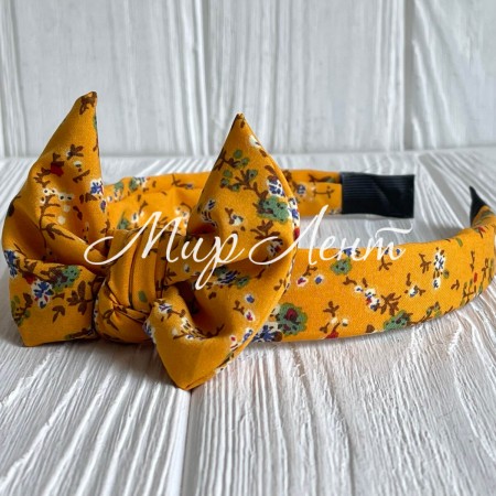 Обруч софт солоха в цветочек, 2,5 см, горчичный, шт.