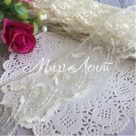 Кружево яблочко, 4,5 см, молочное, рулон 9 м
