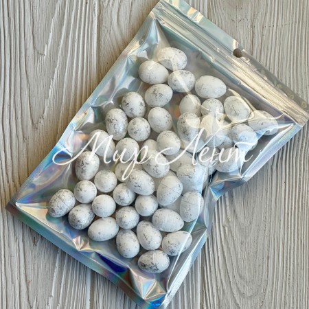 Пасхальные яйца (L00724), 1,8х2,5 см, белые с серебром, упаковка 50 шт.