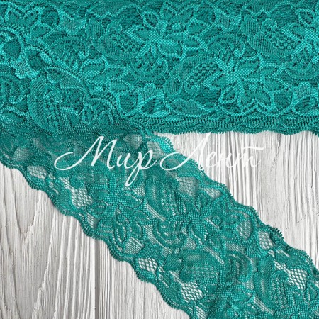 Кружево стрейчевое "Изабель", 8 см, нефритовый, рулон 9 м