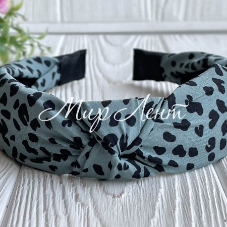 Обруч чалма софт леопард, 4 см, голубо-серый, шт.