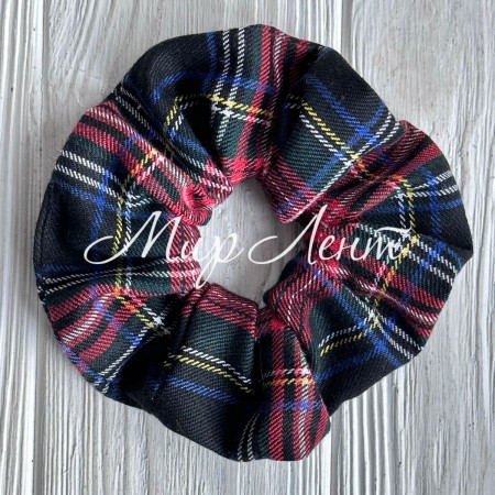 Скранч шотландка, 12 см, черный, шт.