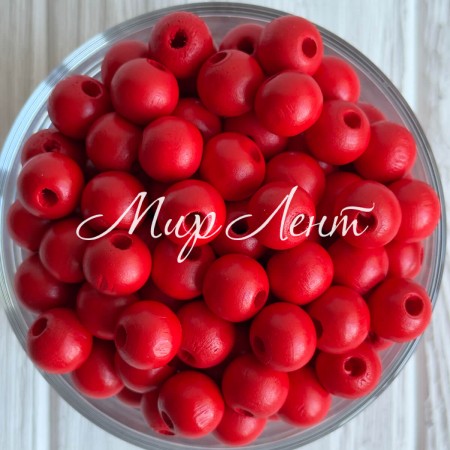Дерев'яні намистини круглі, 12 мм, червоні, упаковка 500 г