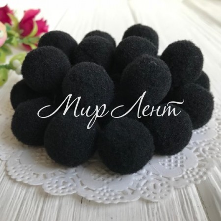 Помпоны бархатные, 1 см, черные, упаковка 2000 шт.