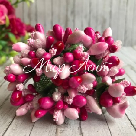 Веточка двухцветная, светло-розово-малиновая, упаковка 12 пучков (144 шт.)