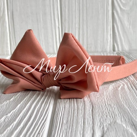 Обруч софт бант в цветочек, 2,5 см, темно-персиковый, шт.