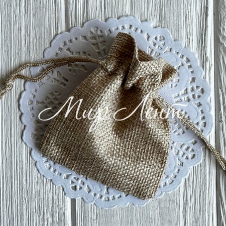 Мішечок з мішковини, 7х9 см, бежевий, упаковка 50 шт. 