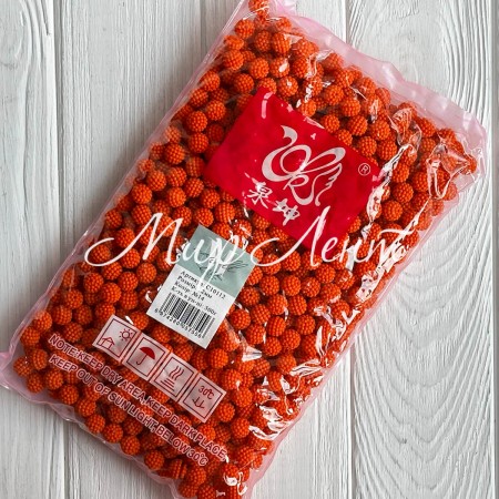 Бусина в пупырышку круглая матовая, 12 мм, оранжевая, упаковка 500 г