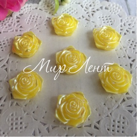 Серединка роза с перламутром, 19 мм, желтый, упаковка 200 шт.
