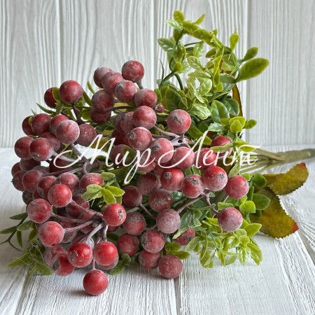 Декоративная ветка брусники, 41 см, красная, шт.