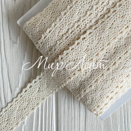 Кружево вязаное Лори (D30031), 2,8 см, молочное, рулон 45 м