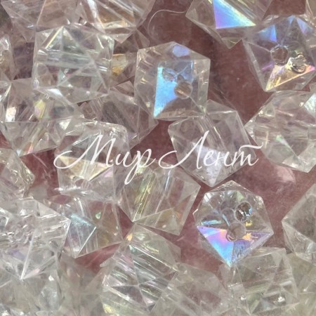 Кришталь (кубовидний), 12 мм, прозорий перламутр (пластик), упаковка 500 г