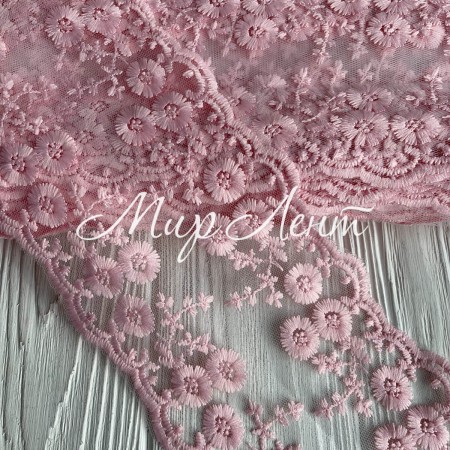 Кружево Селена, 14 см, светло-розовый, рулон 13 м