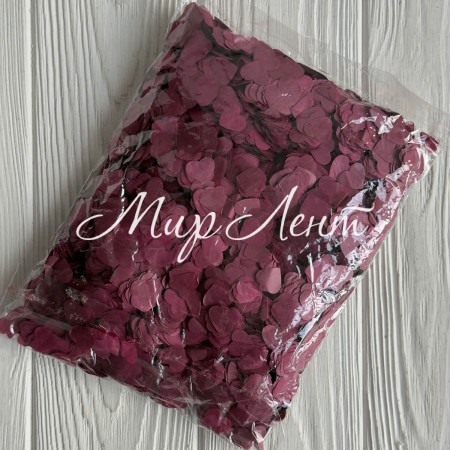 Наповнювач конфеті (сердечки), 12 мм, бордовий, упаковка 100 г 