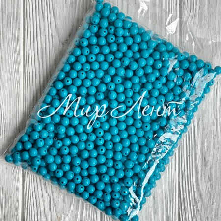 Бусина акриловая, 10 мм, темно-бирюзовая, упаковка 500 г
