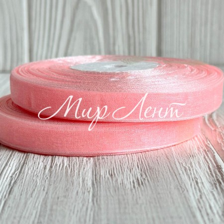 Органза 0,6 см, розово-персиковый, рулон 45 м