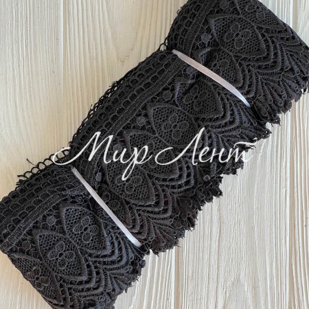 Кружево макраме широкое (KMS-6), 10 см, черное, рулон 9 метров