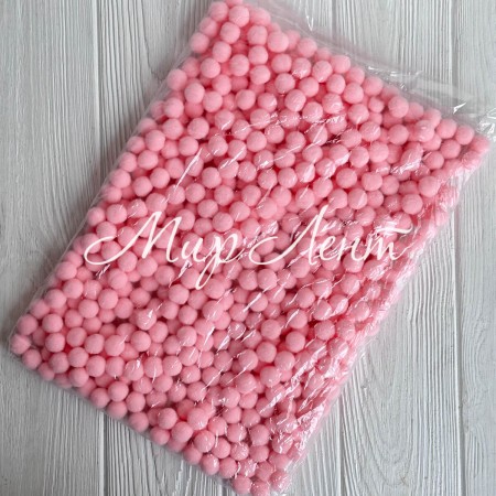 Помпоны бархатные (пастельные), 1,5 см, персиково-розовые, упаковка 500 шт.