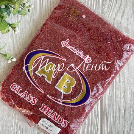 Бисер прозрачный, размер 12/0, темно-красный (5В), упаковка 400 г