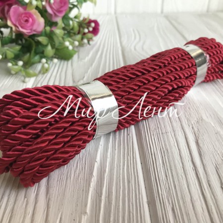 Шнур декоративный, 5 мм, бордовый, рулон 9 м