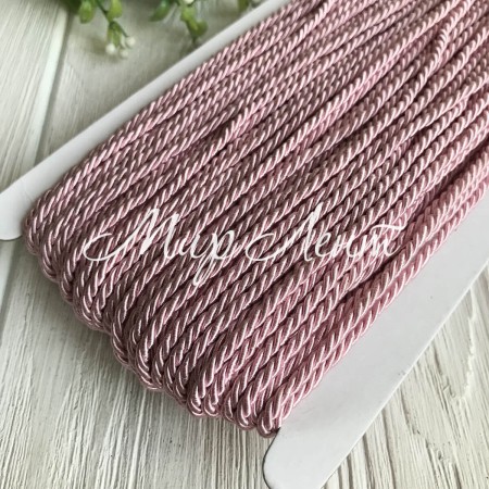 Шнур декоративный, 3 мм, светло-розовый, рулон 50 м