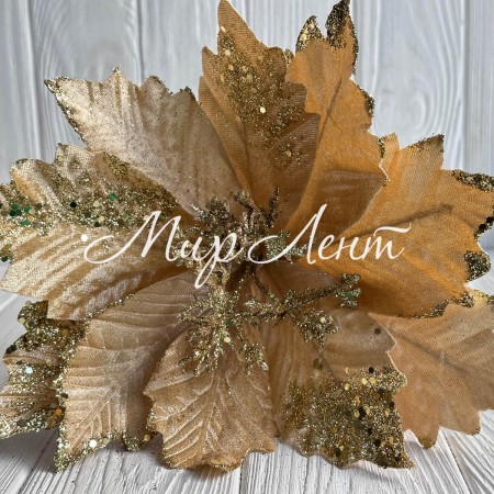 Пуансеттия бархатная (С30259), 29х30 см, золотая, шт.