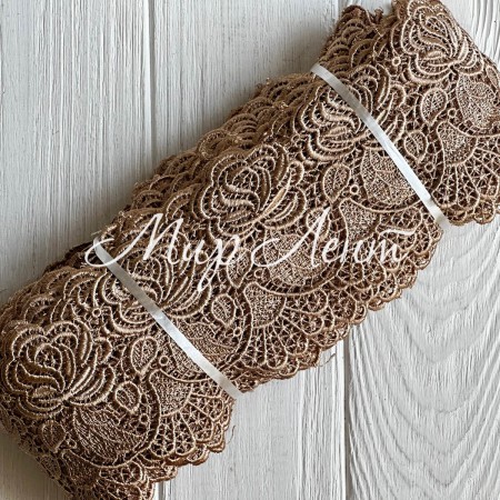 Кружево макраме Палмер, 9 см, кофейное, рулон 9 м