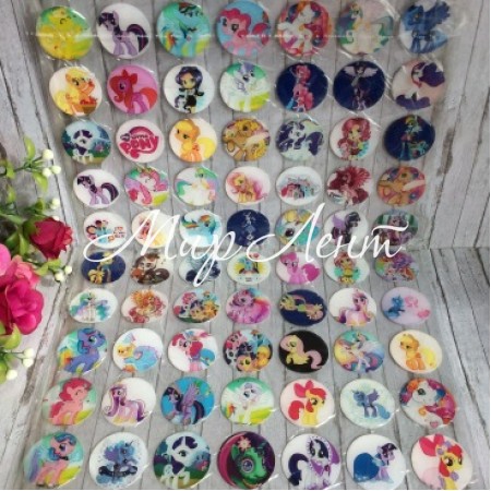 Наклейки для крышечек, Пони, упаковка 70 шт.