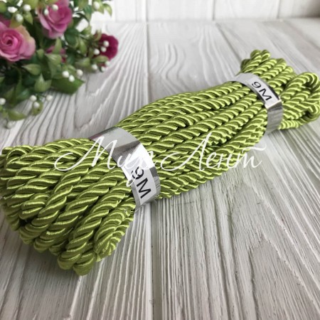 Шнур декоративный, 5 мм, оливковый, рулон 9 м