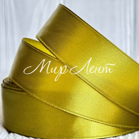 Атлас 2,5 см, ярко-оливковый, рулон 33 м