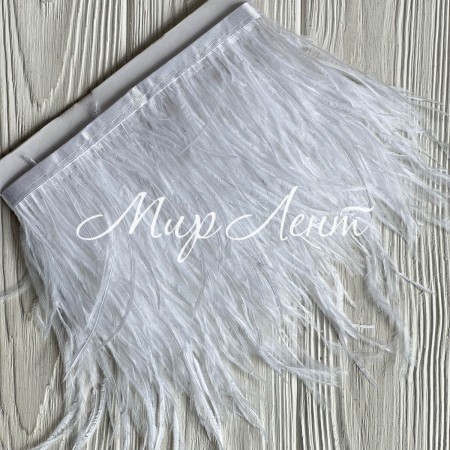Тесьма из страусиных перьев, 10-15 см, белая, рулон 2 м