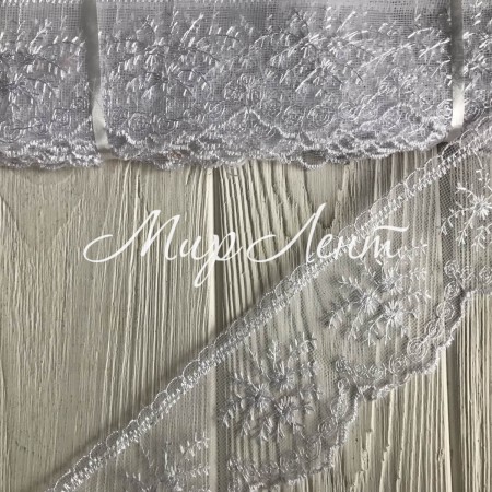 Мереживо органзове Розалі, 6,5 см, білий, рулон 9 м