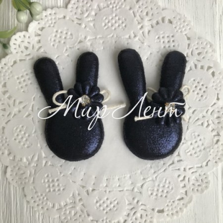 Аплікація тканинна кролик блиск, 5 см, сапфіровий, упаковка 20 шт.