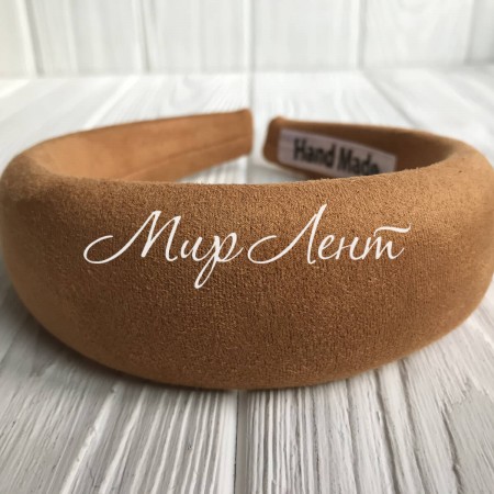 Обруч замшевый объемный, 4 см, горчичный, шт.