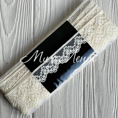 Мереживо органзове (D30105), 2,5 см, молочне, рулон 13 м