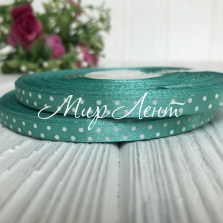 Атлас 0,6 см горох, морская волна, рулон 45 м