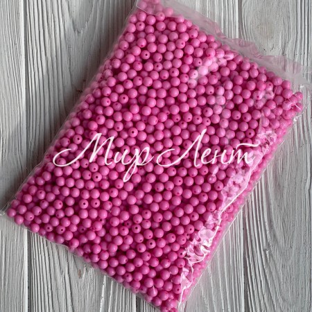 Бусина акрилова, 10 мм, рожева, упаковка 500 г