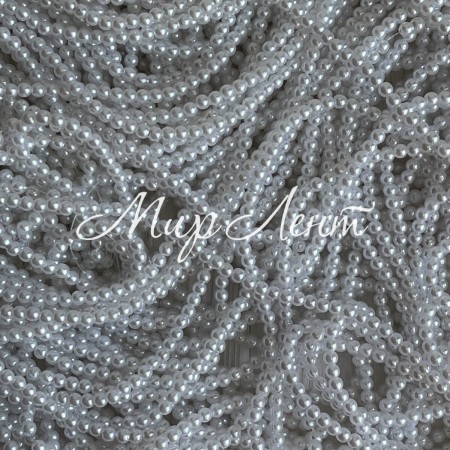 Жемчуг на нити Vip, 3 мм, белый, упаковка 500 г