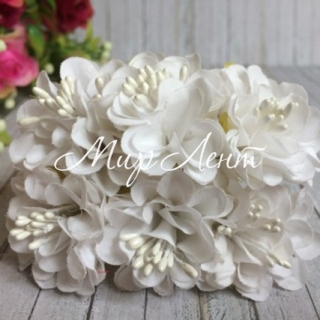 Хризантема (тканевая), 4 см, белая, упаковка 48 шт.
